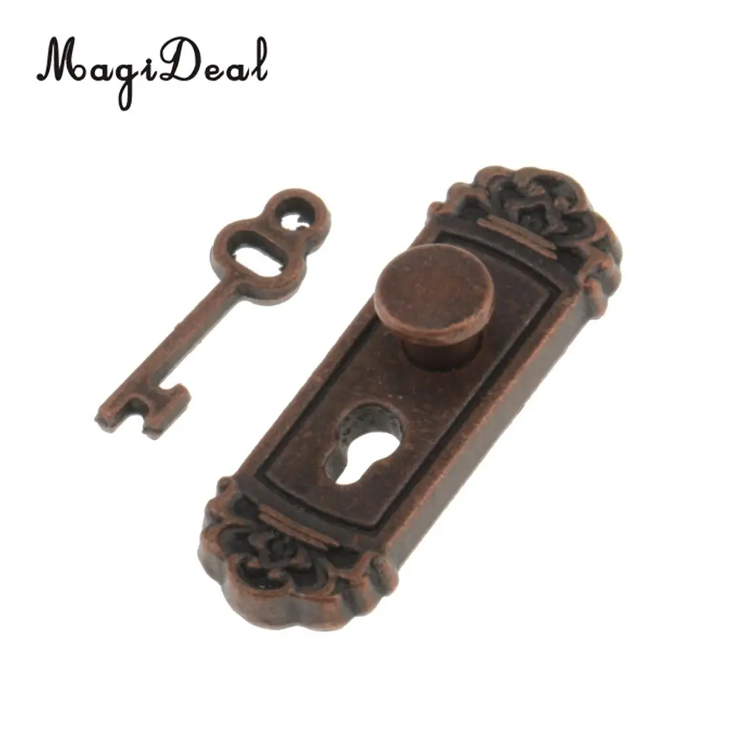 MagiDeal 4 штуки 1/12 кукольный домик миниатюрные винтажные дверные замки с ключами для