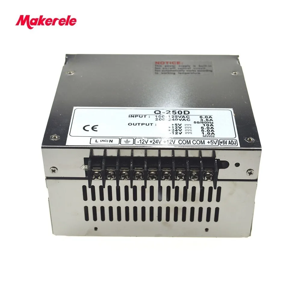 AC/DC Switching Power Supply Quad Output 5V 12V 24V -12V 250W Switch Power Supply With Cooling Fan Q-250D
AC/DC Switching Power Supply Quad Output 5V 12V 24V -12V 250W Switch Power Supply With Cooling Fan Q-250D