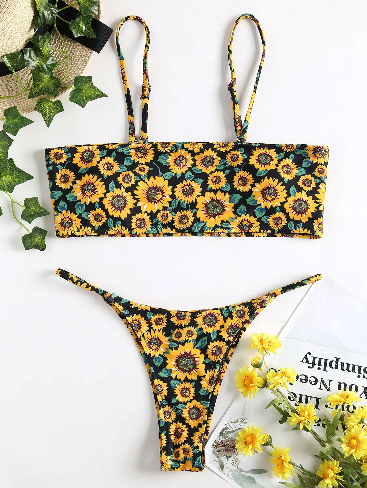 ZAFUL 2019 Бандо купальник с подсолнухом женский купальный костюм бикини сексуальный
