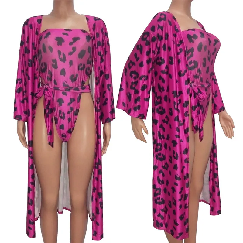 Женский пляжный комплект из 2 предметов с леопардовым принтом Пляжное