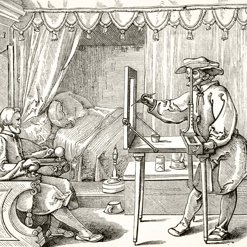 Инструменты математической точности для выполнения портретов после гравировки