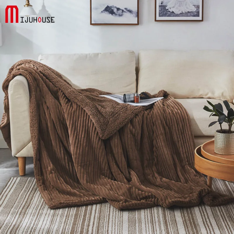 Winter Wool Velvet Blanket Ferret Cashmere Warm Blankets Fleece Super Soft Throw On Sofa Bed | Дом и сад
