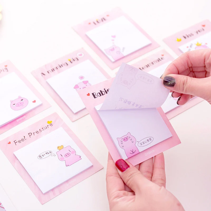 30 листов креативные розовые свиньи блокноты Kawaii для записей милые Липкие заметки