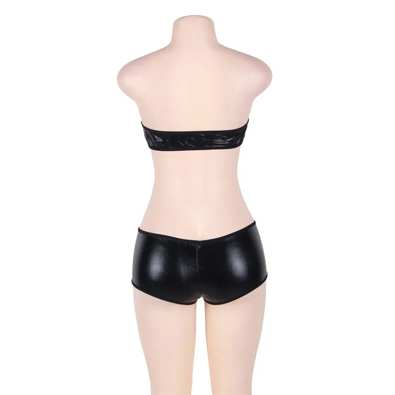 Kiliglic Sexy Lingerie For Women 3pcs Transparent Bodycon Baby Doll With Leather Bra+Panty Costumes R80529 | Тематическая одежда и