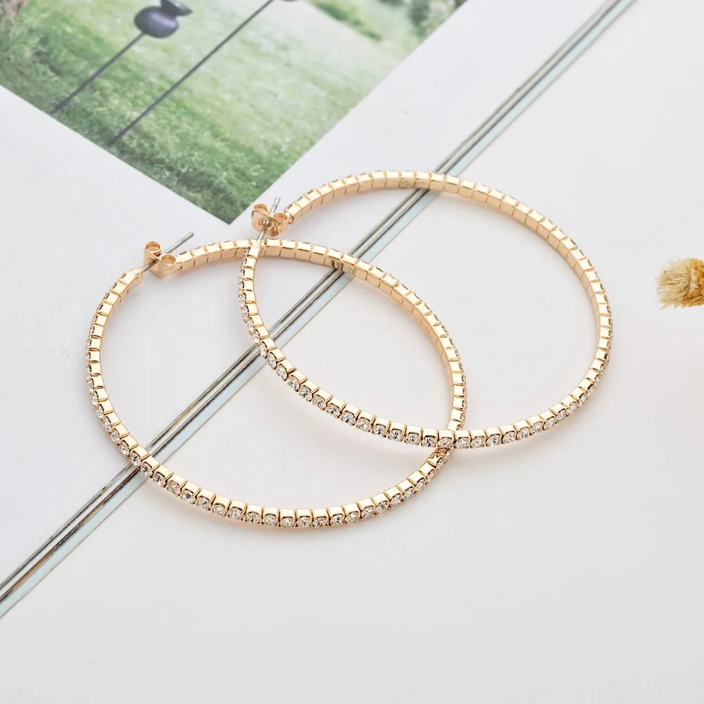 Стразы, маленькие и большие серьги-кольца для женщин, Bijoux, классика, новинка, модные ювелирные изделия, опт, милый подарок, E602