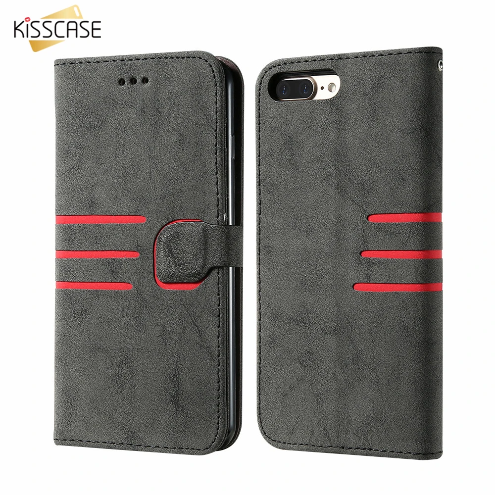 KISSCASE матовый чехол из искусственной кожи для iPhone 6 6s флип телефона кошелек с