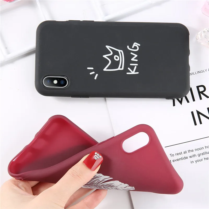 USLION Luminous Crown Love Heart Phone Case For iPhone 11 Pro Max X XR Xs Candy Color Soft TPU 6 6s 7 8 Plus | Мобильные телефоны и
