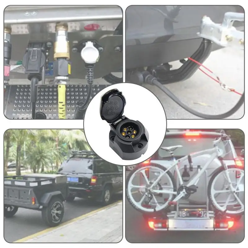 

EU Plug 7 Hole Outlet Power Cord Harness Socket Motorbike Taillight Signal Round RV Trailer Blade Connector Socket