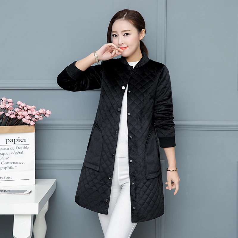 Gold Velvet Women Parkas New Autumn Winter Jacket Female Baseball Uniform Thick Coat Plus Size Outwears Casco Femminos | Женская одежда