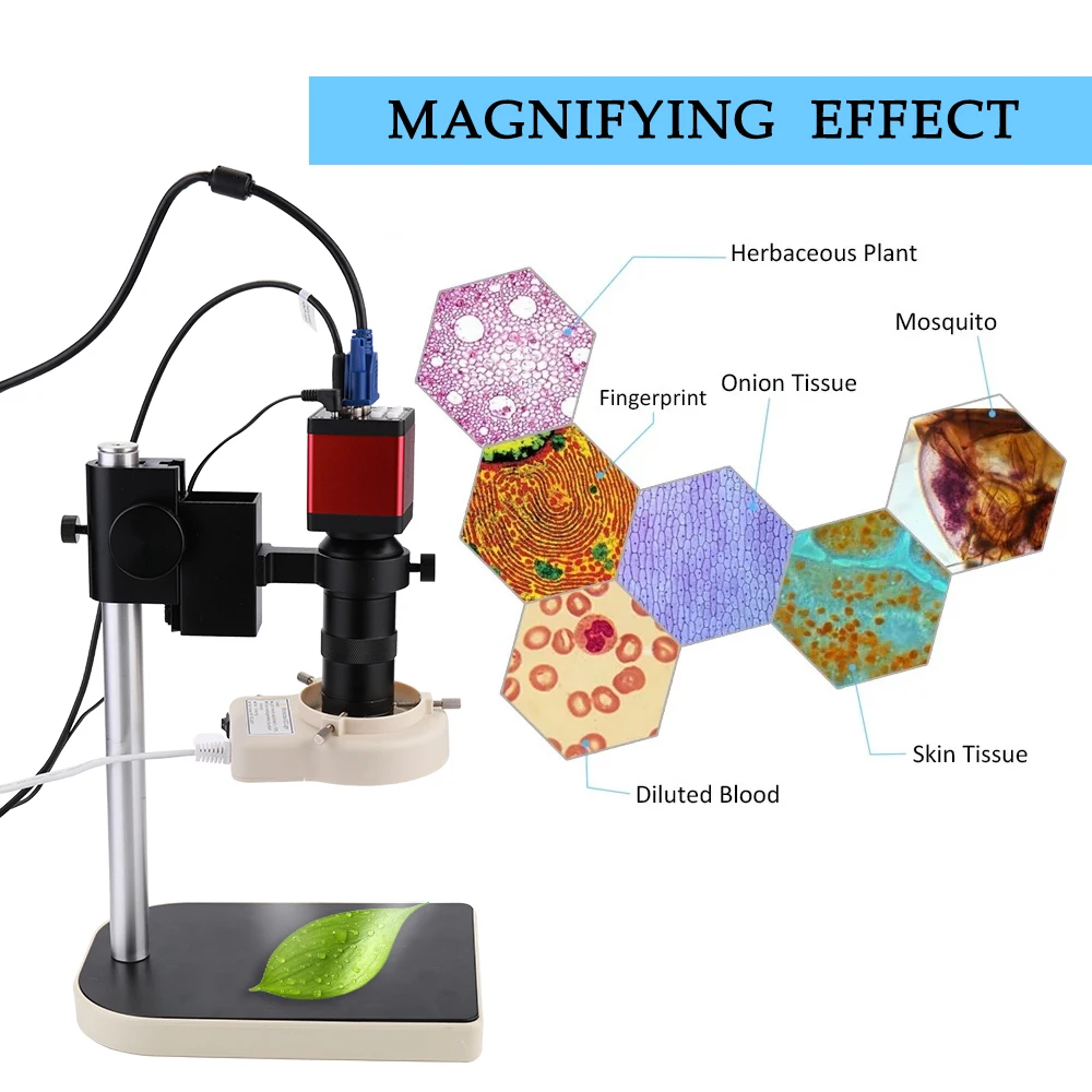 

1.3 Megapixel Industrial Microscope Set 1280*1024 Multimedia Interface Microscope Camera with 56 LED Lights and Stand Holder