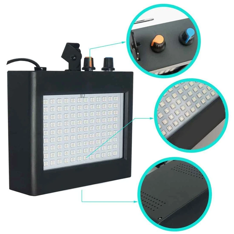 AC 90V-240V 180 Leds Strobe Flash Light Portable 35W Rgb Remote Sound Control Speed Adjustable For Stage Disco Bar Party | Освещение
