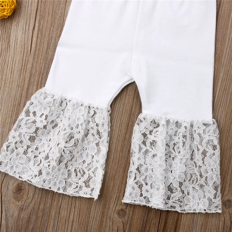Комплект одежды из 2 предметов для маленьких девочек Белый Кружевной укороченный