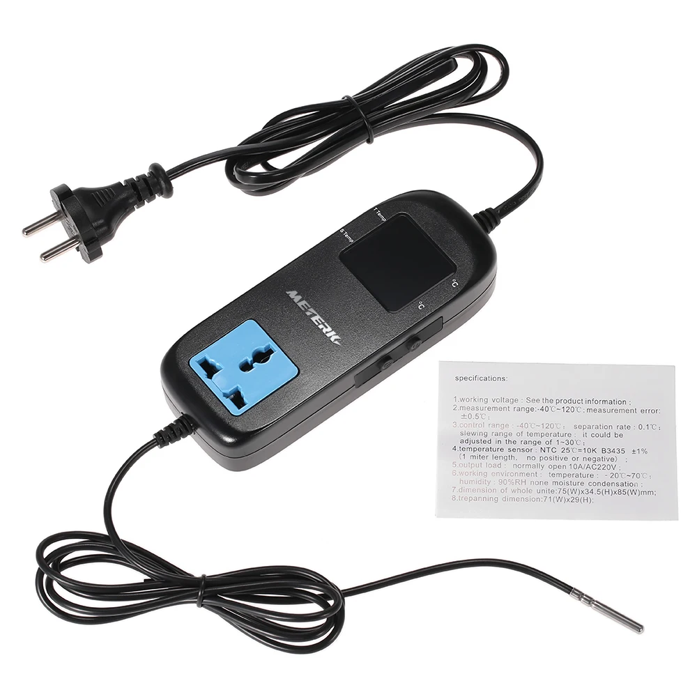 

Meterk Electronic Thermostat LED Digital Display Breeding Temperature Controller Thermocouple Thermostat with Socket AC 90V~250V