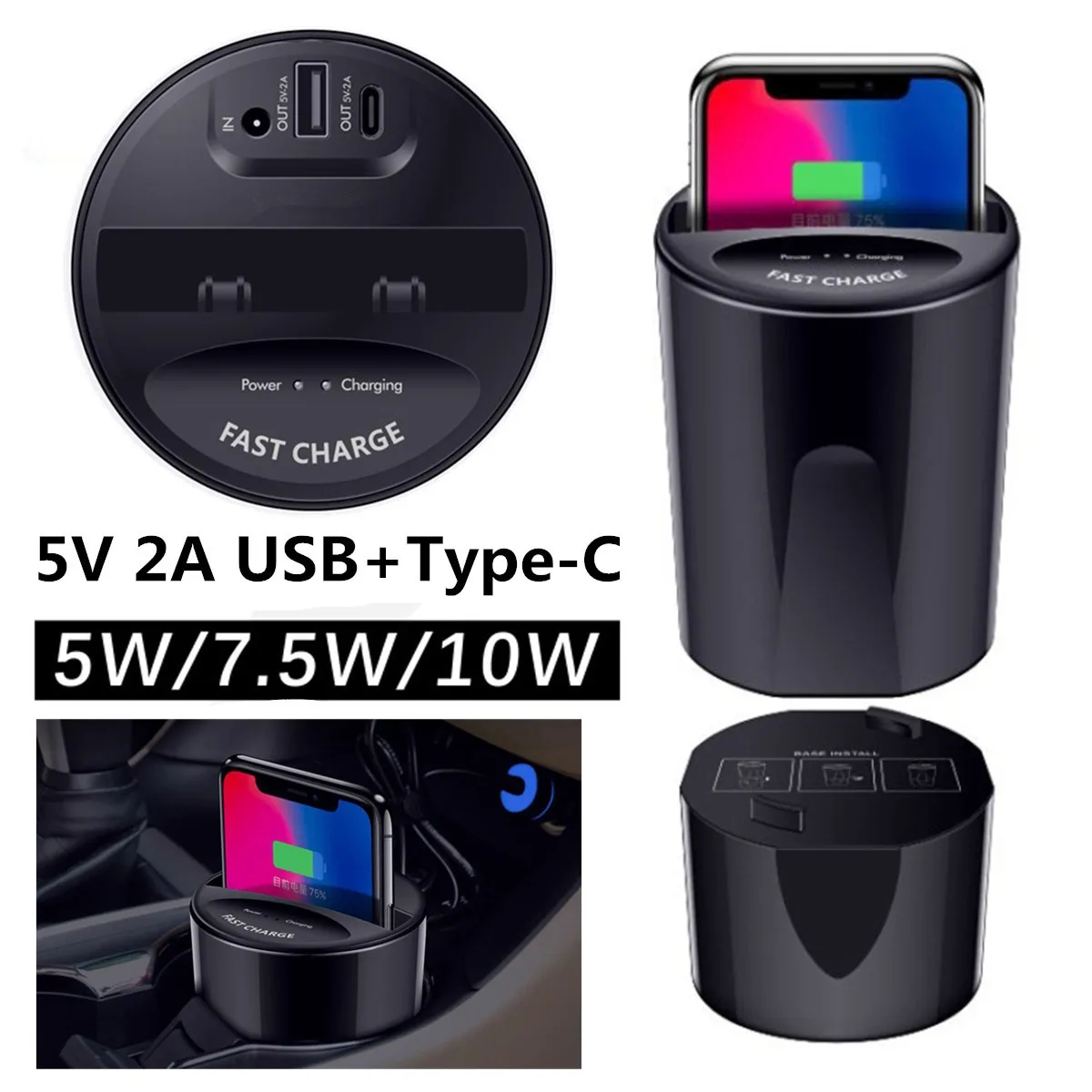 Беспроводное зарядное устройство QI 10 Вт для iphone XR XS MAX 8 Plus Samsung Note 9/10 S10E S10