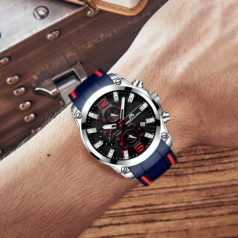 MEGALITH спортивные часы мужские кварцевые лучший бренд класса люкс Хронограф
