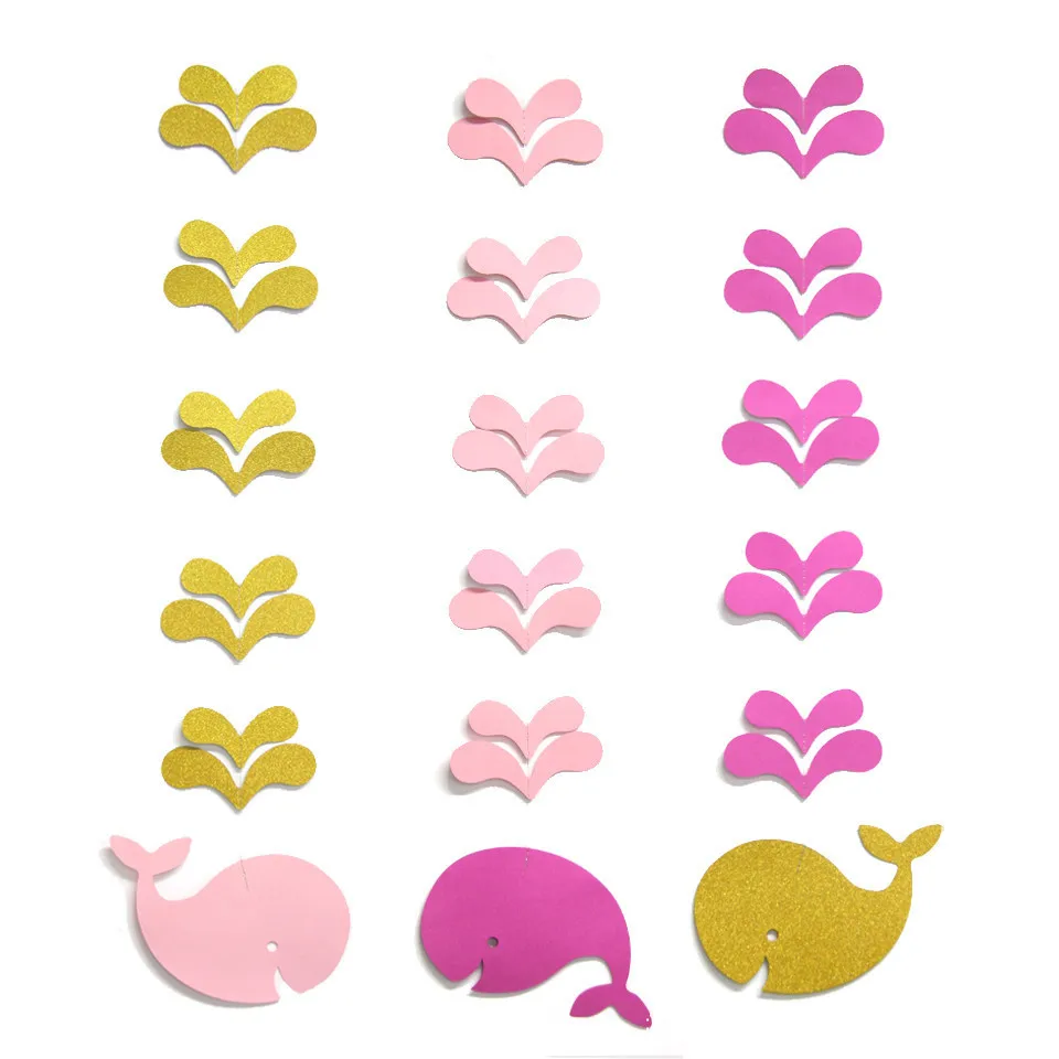 3PCS/Bag Blue Pink Whale And Spray Event Party Decoration Paper Garland Birthday Decor Children's Room Supplies | Дом и сад
