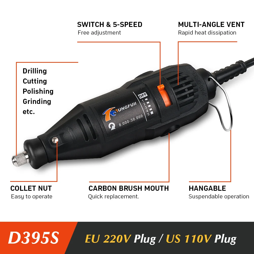 Электрическая мини дрель для дрели Dremel 220 В diy 361 шт. аксессуары вращающихся