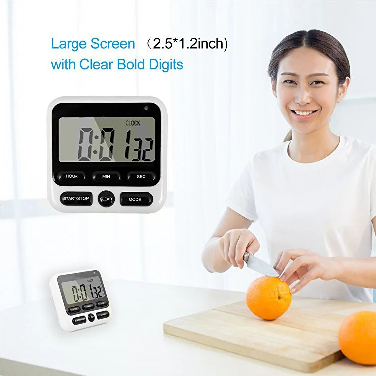 HC-05 Upgraded 24-Hours Digital Kitchen Clock Cooking Timer Countdown Multifunction with Big Digits Loud Alarm Magnetic Backing |