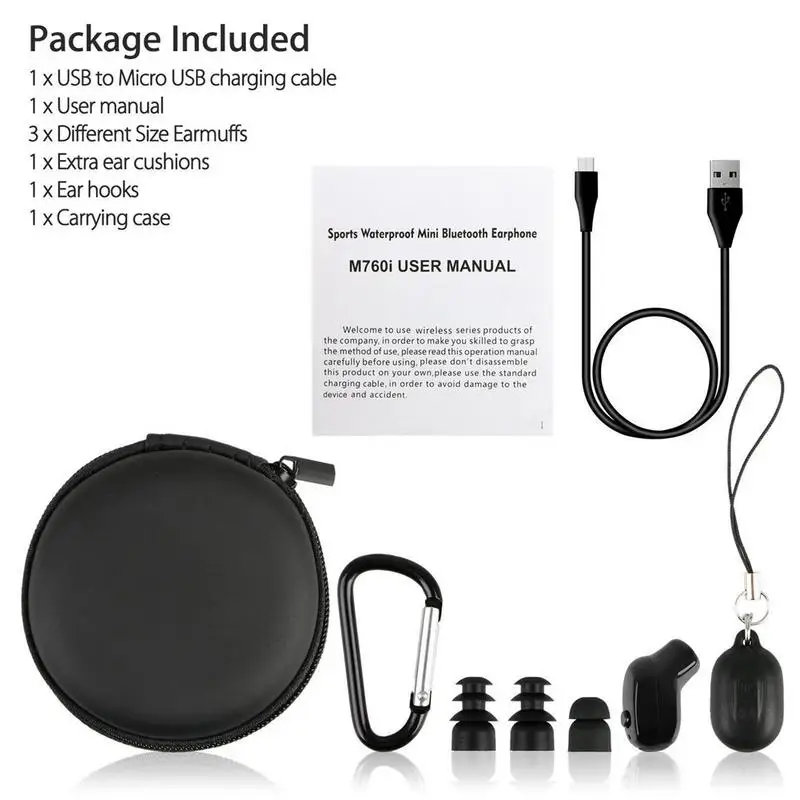 Мини Водонепроницаемые bluetooth наушники In Ear беспроводной спортивные для