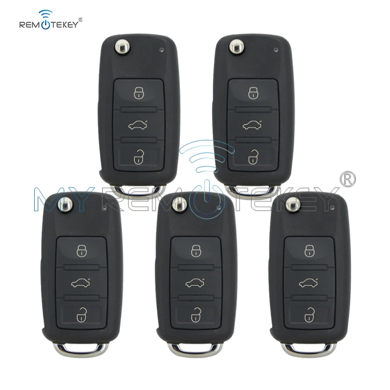 Remtekey 5 шт. новый автомобильный ключ раскладушка для VW складной 3 кнопки Touareg 434 МГц