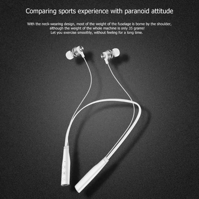 Беспроводные наушники Bluetooth спортивные с шейным ремешком поддержкой tf карты