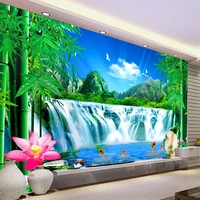mountain water waterfall natural landscape large mural wallpaper custom size 3d photo wallpaper living room bedroom green bamboo