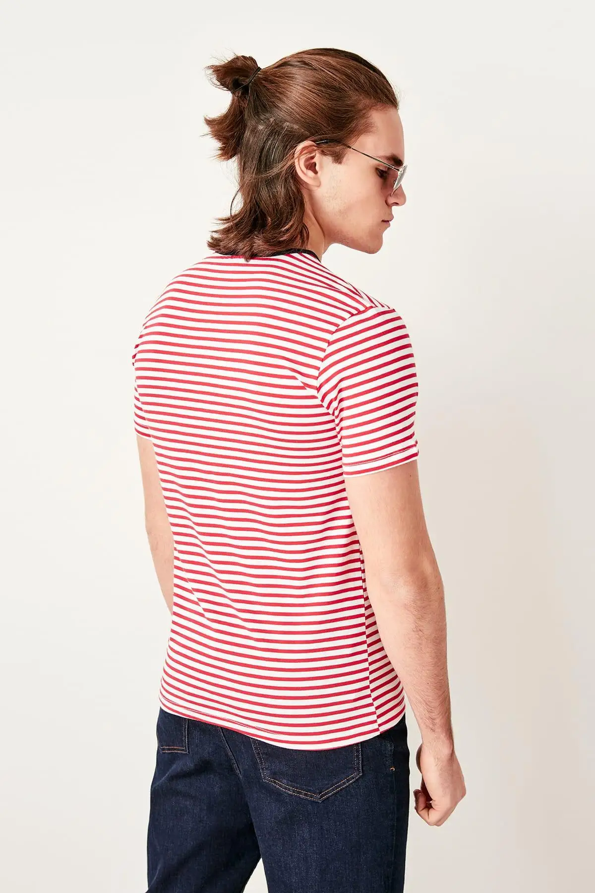 Trendyol Красная мужская полосатая футболка TMNSS19SQ0032 | Женская одежда
