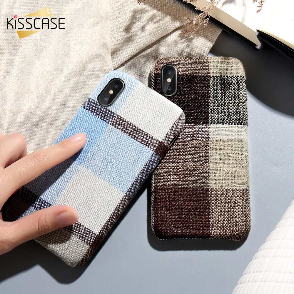 KISSCASE винтажные милые чехлы для телефонов с узором iPhone X XR XS MAX тканевые