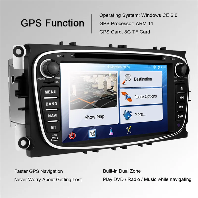 7 дюймов 2 Дин DVD gps плеер Авто Радио Аудио для Ford Focus S C Max Mondeo Galaxy 2008 2010 2009 BT 3g 8 ГБ