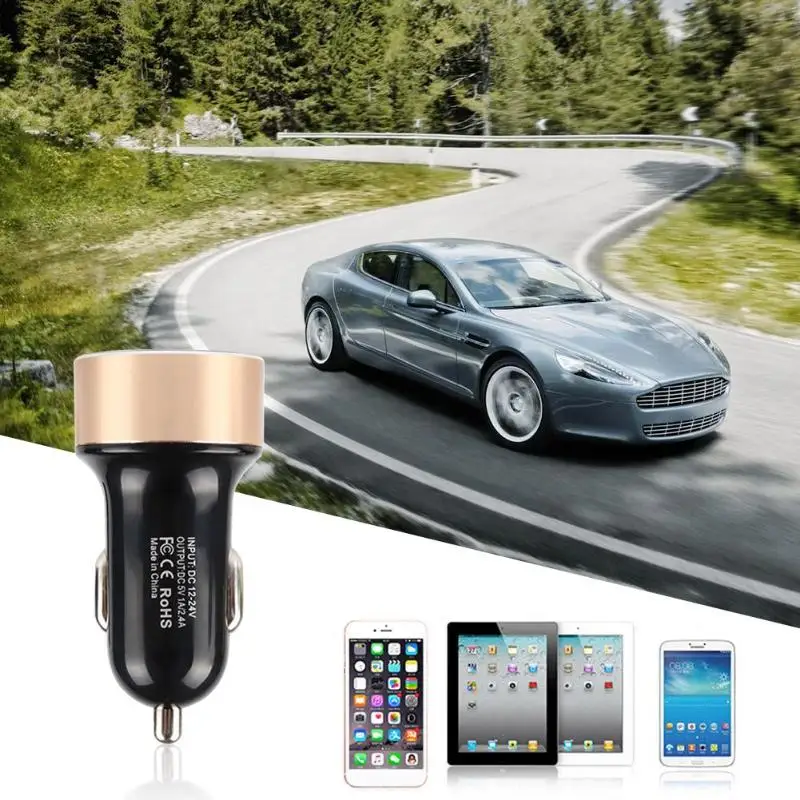 2018 новый двойной Переходник USB для зарядки в машине 2.1A цифровой светодиодный
