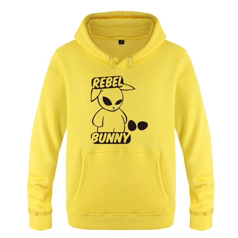 Мужской флисовый свитшот с капюшоном Rebel Bunny|Мужские толстовки и свитшоты| |