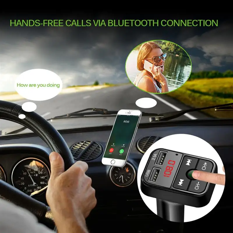 Универсальный fm передатчик Bluetooth Hands Free Call с tf картой u диском беспроводной DC 12 24 В