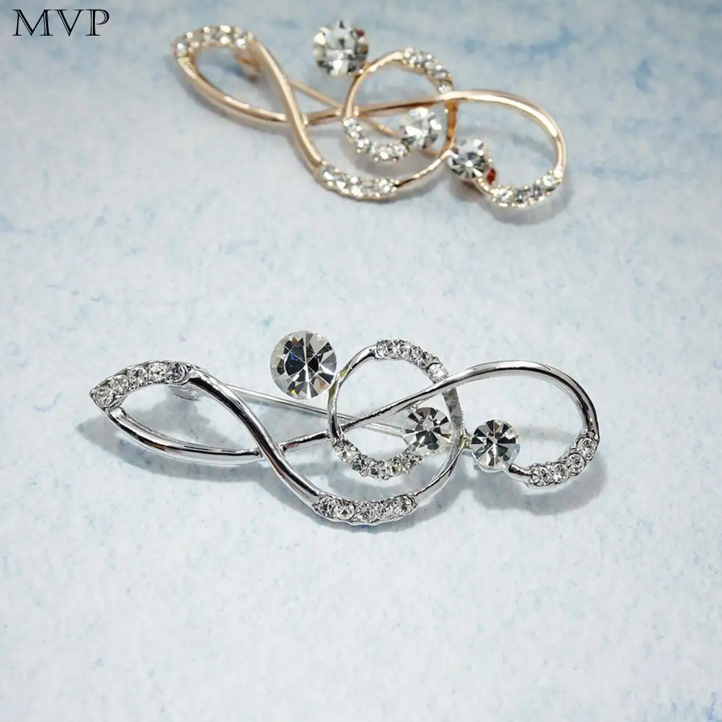 Women Jewelry Fashion Treble Clef Shape Rhinestone Brooch Casual Street Party Club Outdoor Pin | Украшения и аксессуары