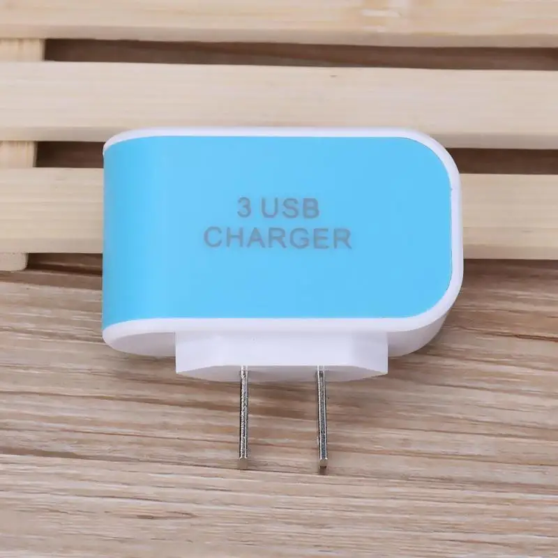 3 USB US Mobile Phone Chargers LED Flshlight Intelligent Cell Plug Head charge/ sync cable for charging Hot Sale |