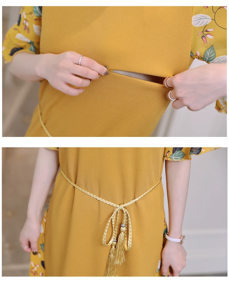 Летняя хлопковая шифоновая одежда для кормления платье с коротким рукавом и