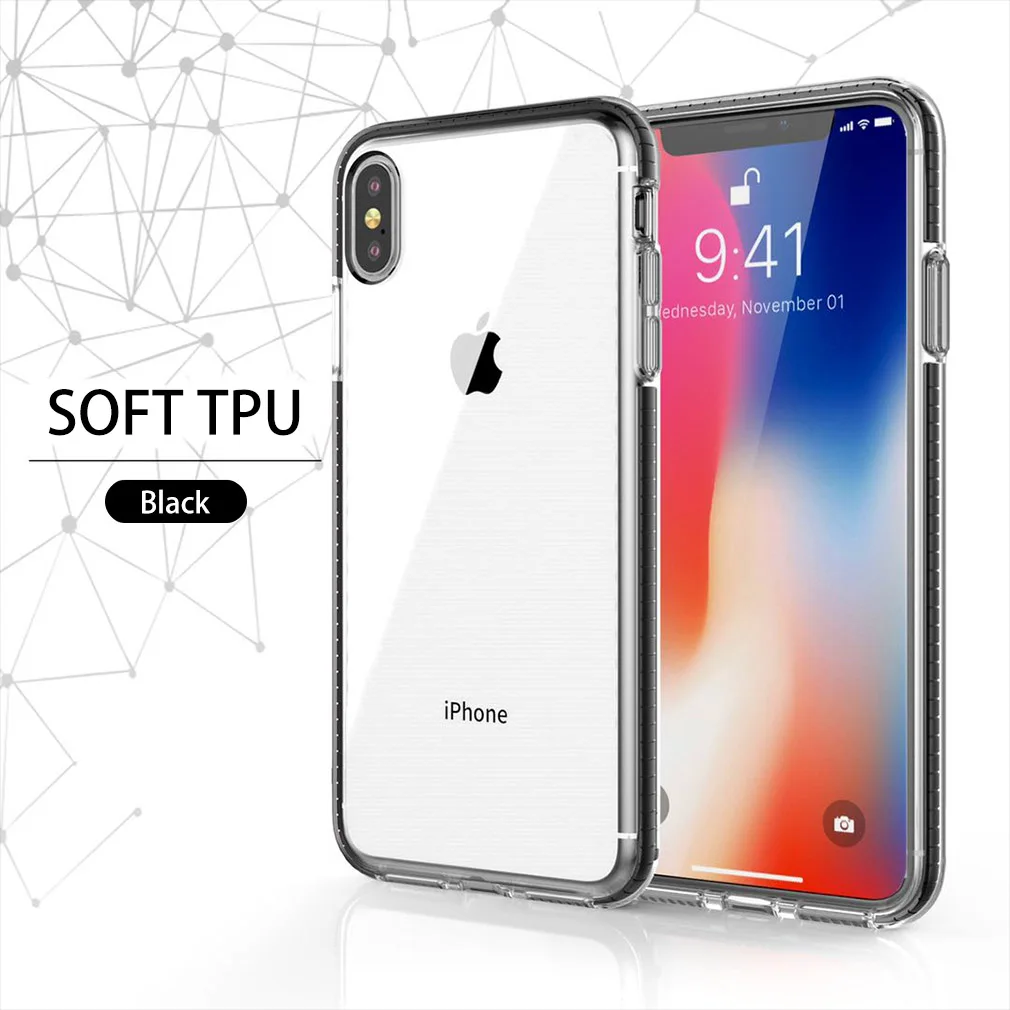 Силиконовый чехол для Iphone 7 8 XR X XS Max 6 S Plus Clear TPU телефона Coque анти-стук прозрачный