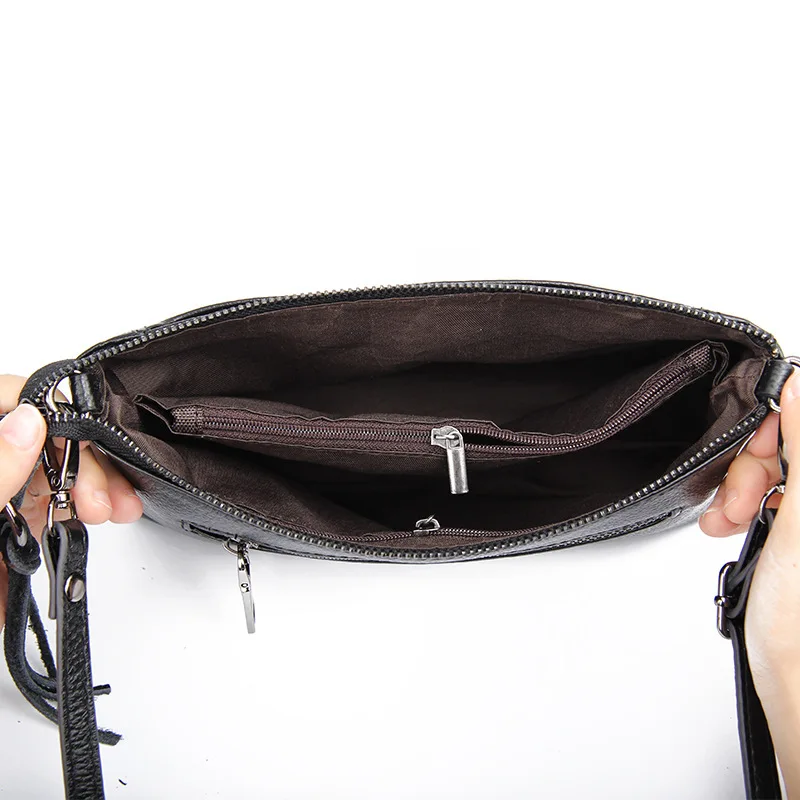 2018 New Pattern Tassel Trim Genuine Leather Lady Single Shoulder Bag women leather large capacity crossbody bags coin purse | Багаж и
