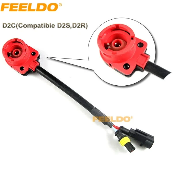 

FEELDO 6Pcs HID Xenon Bulb D2S/D2R/D2C Wiring Harness Socket Adapters #FD2080