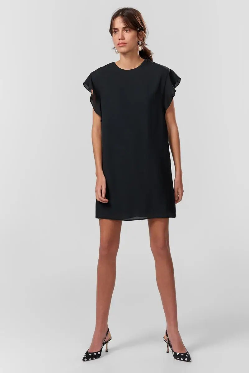 Trendyol базовое черное платье с оборками TOFSS18BB0239|Женские платья| |