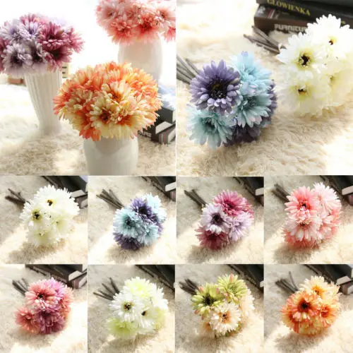 7 головок искусственный Гербера Гербер Маргаритка композиция Шелковый Свадебный