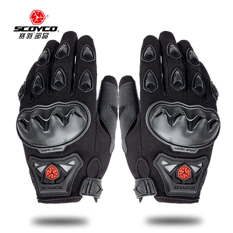 

Scoyco Gloves guantes Motorcycle Full Finger High Protective Shell Silicon Motocross Racing MX motorbike motocicleta Black MC29