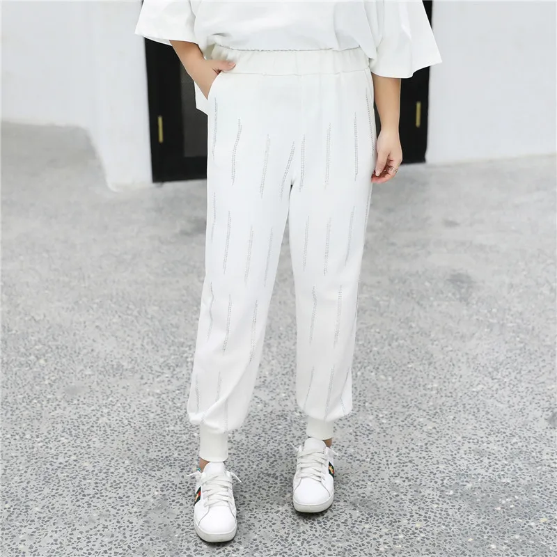 Pantalon Femme брюки Для женщин белый корейский джоггеры плюс Размеры 4XL 5XL 6XL футболки