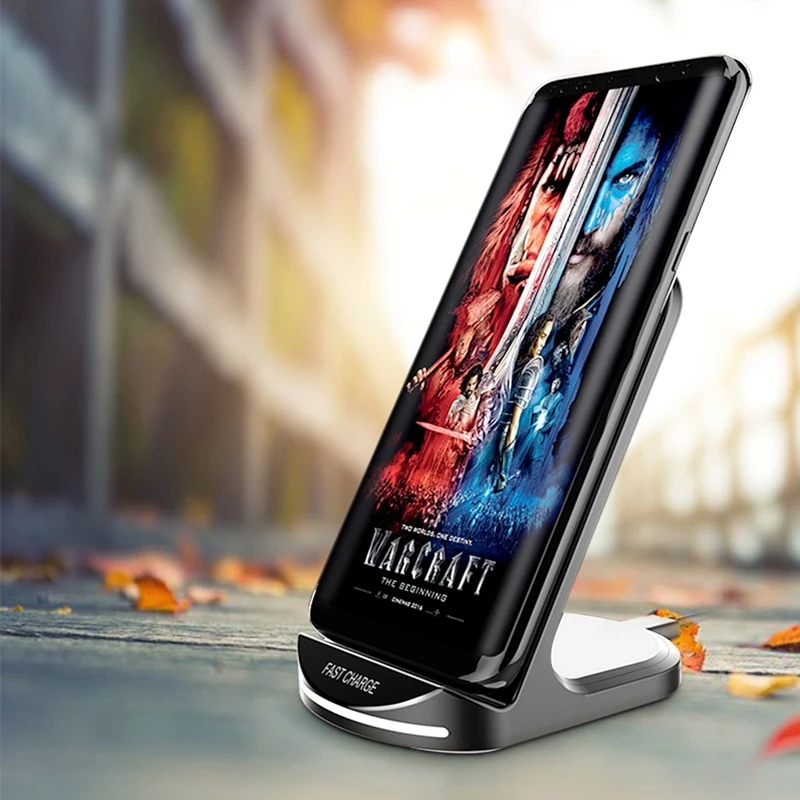 10 Вт смарт Qi Быстрое беспроводное зарядное устройство для Apple Iphone 8 X Xs Samsung S9 S7Edge