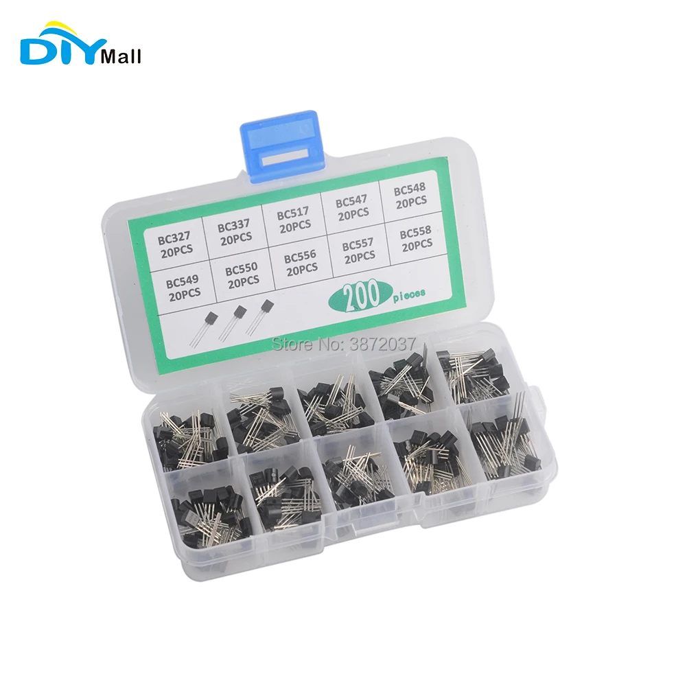 Набор транзисторов DIYmall 10 значений BC327 BC337 BC517 BC547 BC548 BC549 BC550 BC556 BC557 BC558 200 шт.|Модули