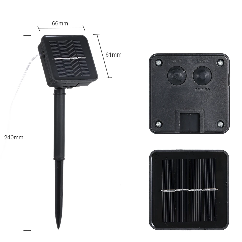 

Solar Powered LED String Light Copper Wire Fairy Lawn Lamp with 8 Different Lighting Effects IP65 Waterproof for Home Decoration