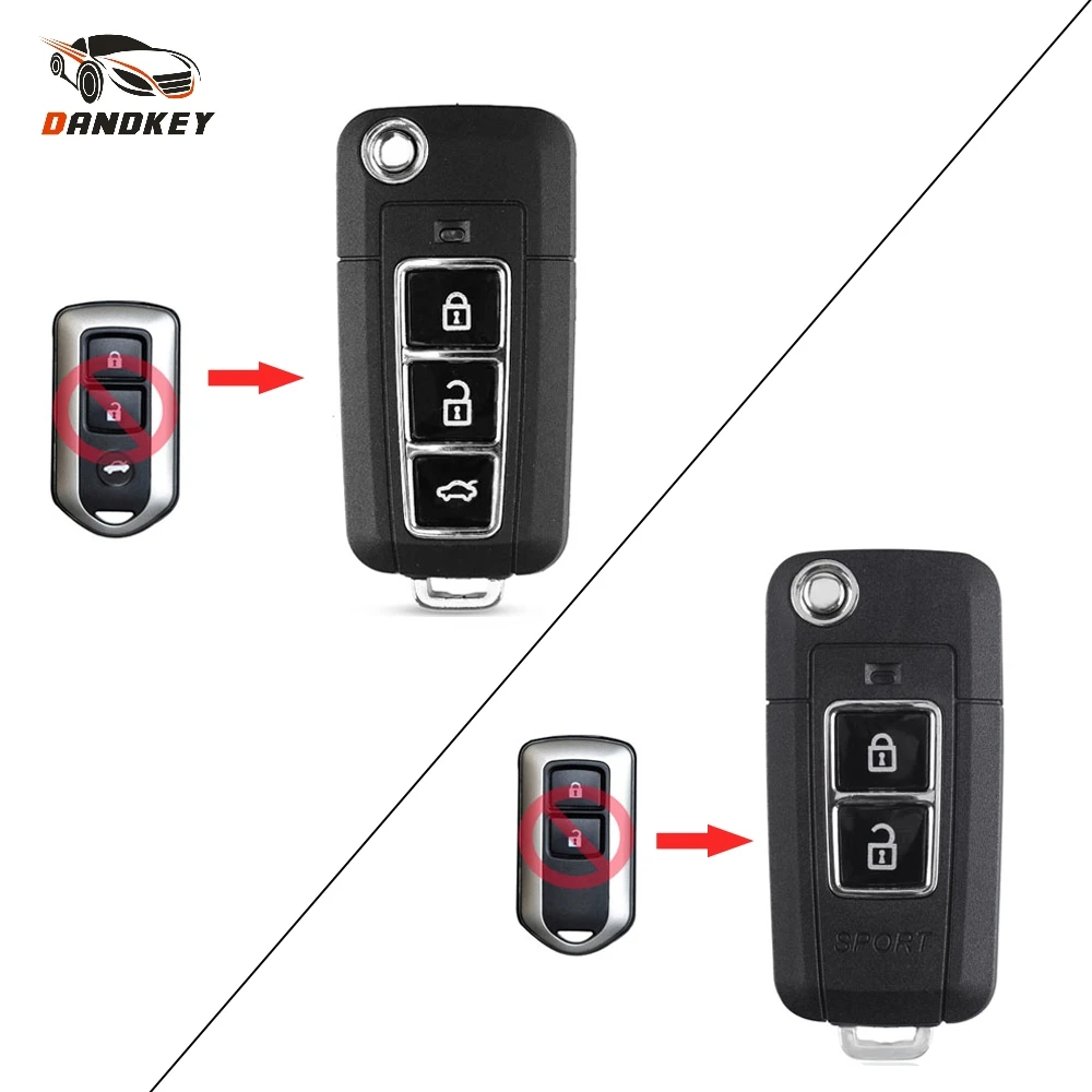 Dandkey измененный Флип Ключа для Toyota Camry Prado Highlander Yaris Vios 2/3 кнопки складной