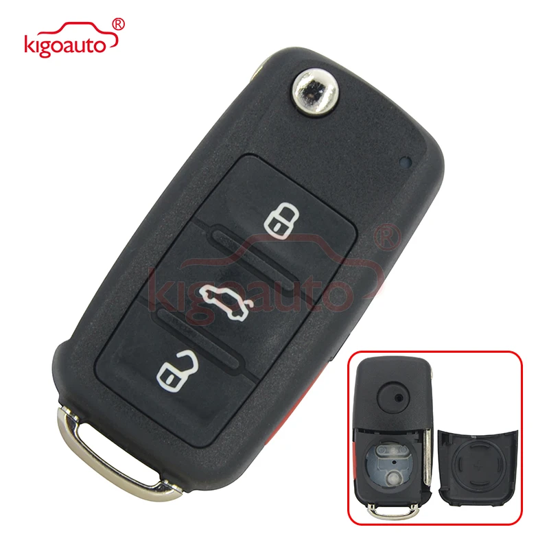 Kigoauto 5 шт. NBG010180T 3 кнопки с пустой лезвием для VW Beetle Passat Jetta 2014 раскладной чехол
