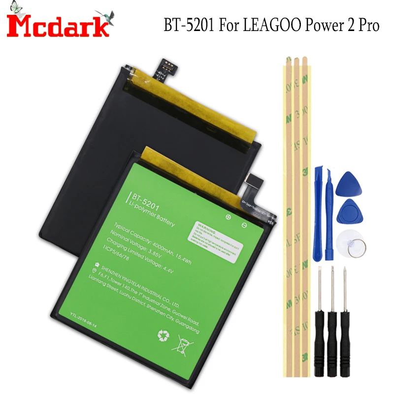 Аккумулятор BT-5201 для замены на LEAGOO Power 2 Pro с высокой емкостью 4000mAh, высокого качества, с инструментами.