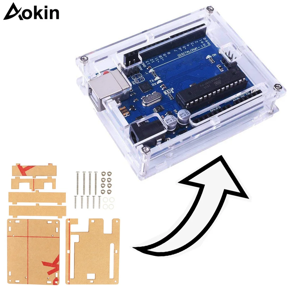 Прозрачный акриловый чехол для Uno R3 совместим с arduino UNO R3|Интегральные схемы| |