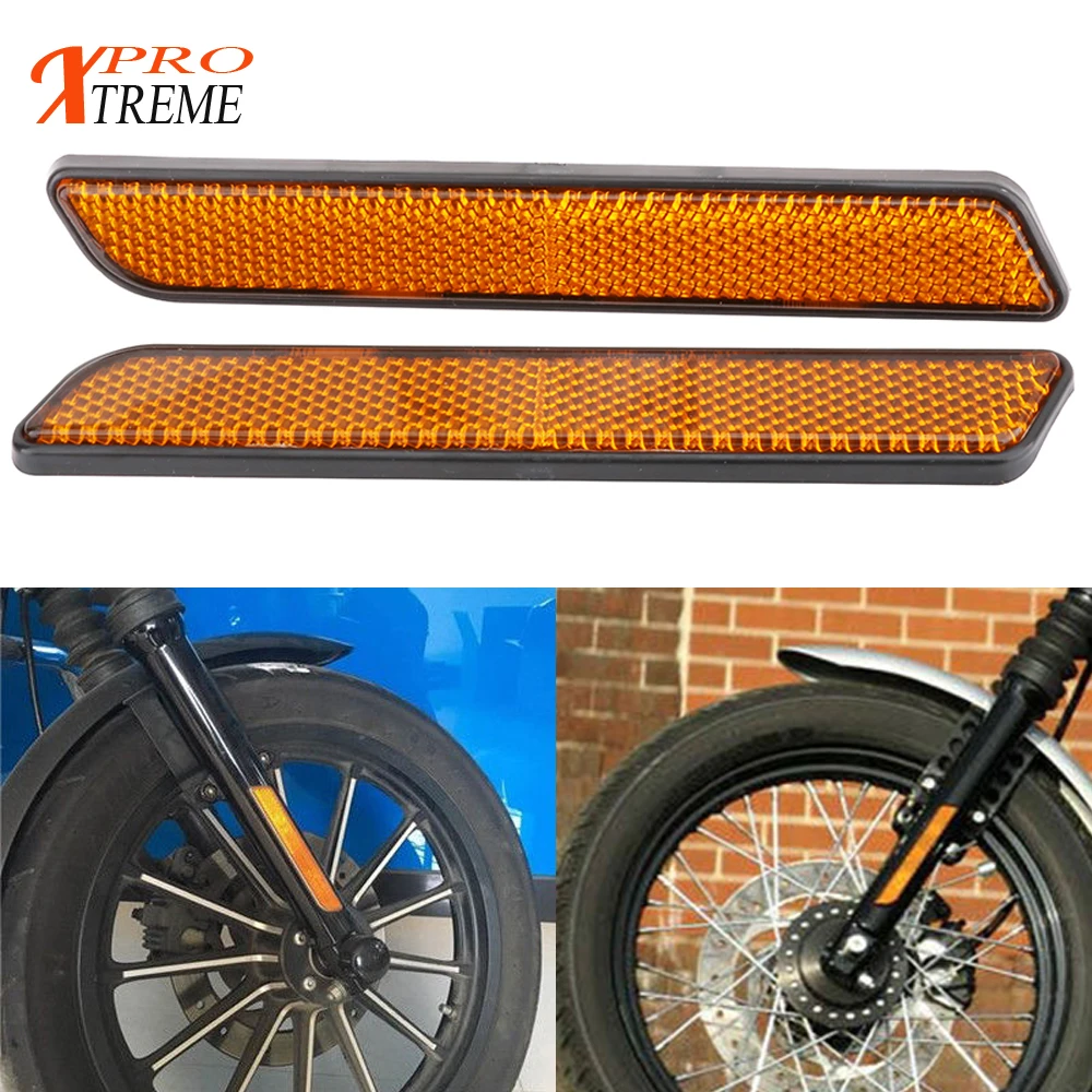 Motorcycle 2 PCS Plastic Front Fork Reflector Lower Legs Slider Safety Warning For Harley lower leg sliders Dyna Super Sportster |